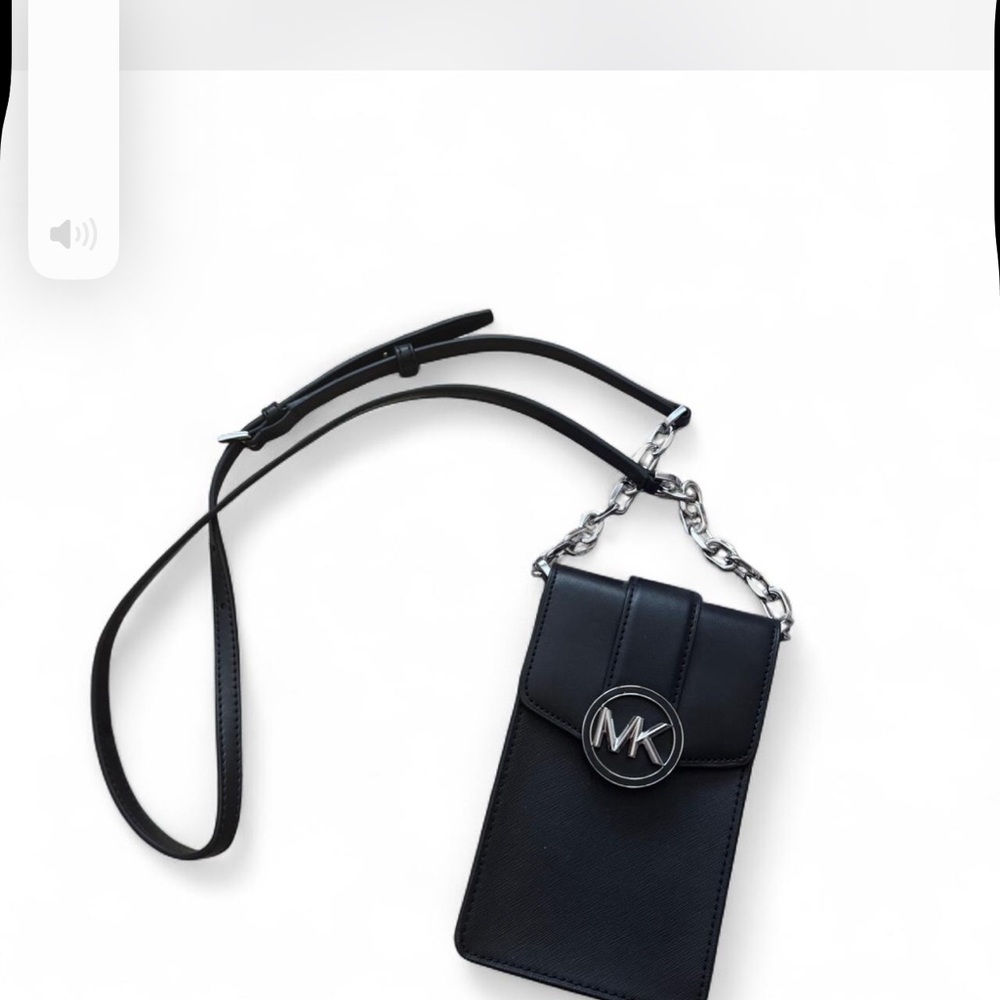Michael Kors Black Phone Crossbody with Chain